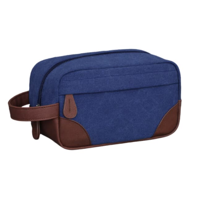 Ny PU & Canvas toilettaske Marine blå
