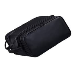 Necessär i Läder med Dubbel Dragkedja Svart