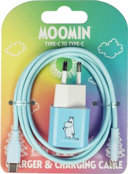 Moomin 20W USB-C til USB-C vegglader 1 m (blå)