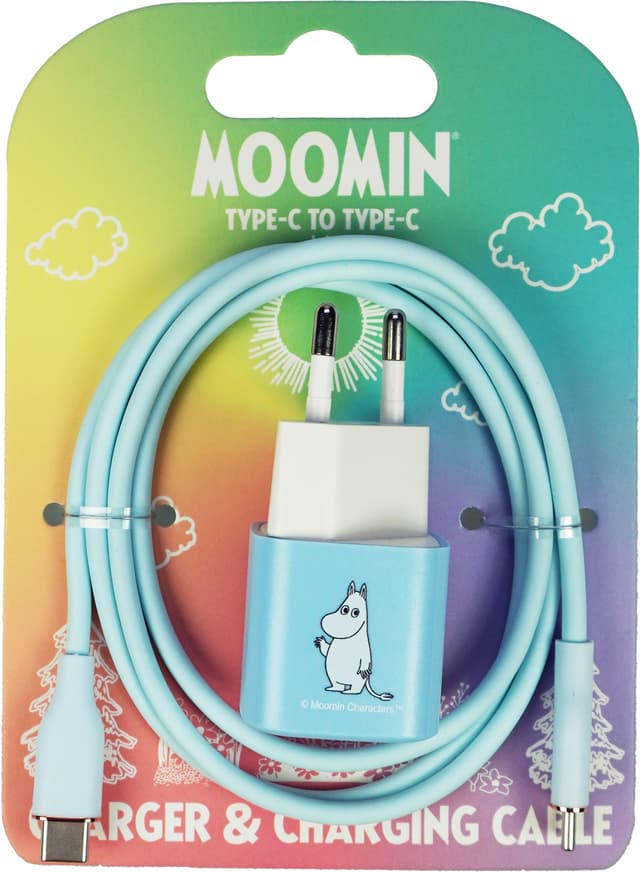 Moomin 20W USB-C til USB-C vegglader 1 m (blå)