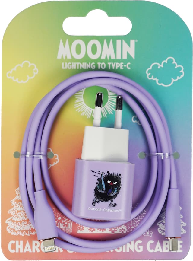 Moomin 20W Lightning til USB-C vegglader 1 m (lilla)