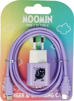 Moomin 20W USB-C- till USB-C väggladdare 1 m (lila)