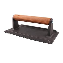 Grillpress i gjutjärn med trähandtag