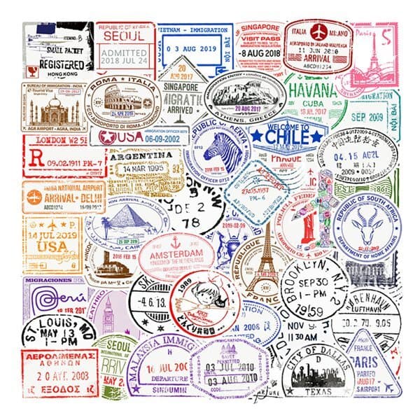 50 klistremerker med retro poststempel-tema for vintageinspirert dekorasjon