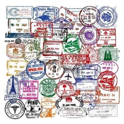 50 klistremerker med retro poststempel-tema i høy kvalitet