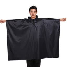 Multifunksjonell regnponcho med hette / campingpresenning / ly for fotturer og camping Mørke blå