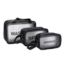 Resesmink och tvättpåse i tre delar Svart