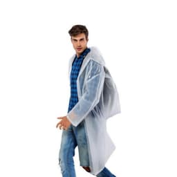 Återanvändbar EVA-regnrock, vattentät regnponcho med huva L