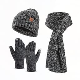 Varmt tørklæde Handske Hat Beanie Sæt Sort