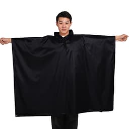 Monikäyttöinen hupullinen sadeponcho / telttapeite / katos retkeilyretkeilyyn Musta