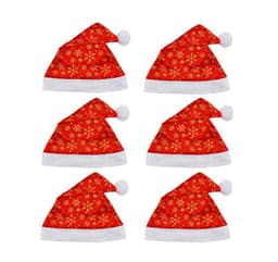 6 pakker julehatter med snøfnuggmønster for festlig høytidsfest Gull