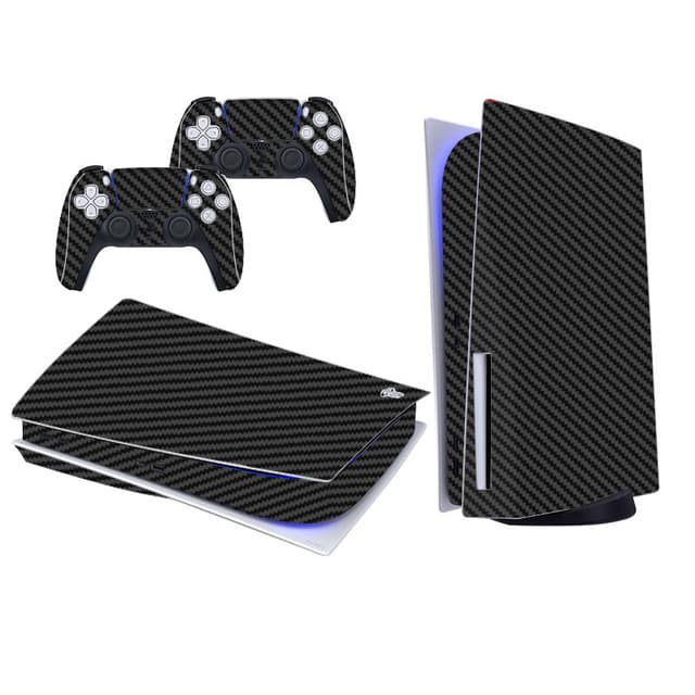 PS5-konsoll og kontrollerskin Sort