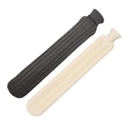 Varmeflaske med strikket trekk Mørk grå