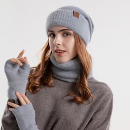 Varmt skjerf hanske lue Beanie sett Grå