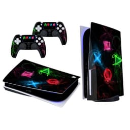 PS5-konsoll og kontrollerskin Flerfarget