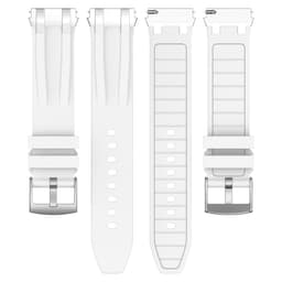 Premium silikonklokkerem 20 mm for Garmin, Samsung, Huawei (sølvspenne) Hvit