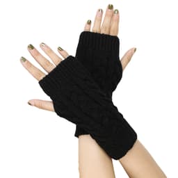 Vintervarme stretchy halvfingerhansker unisex Sort