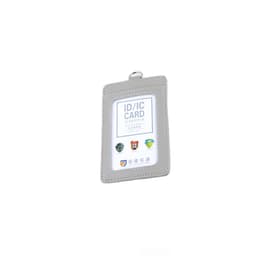 Vertikal ID-Korthållare i Äkta Läder Grå