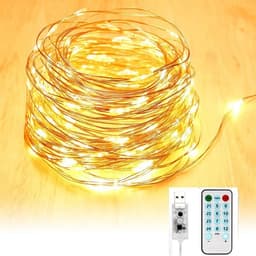 10 meter varmvit LED-slinga med fjärrkontroll & Timer