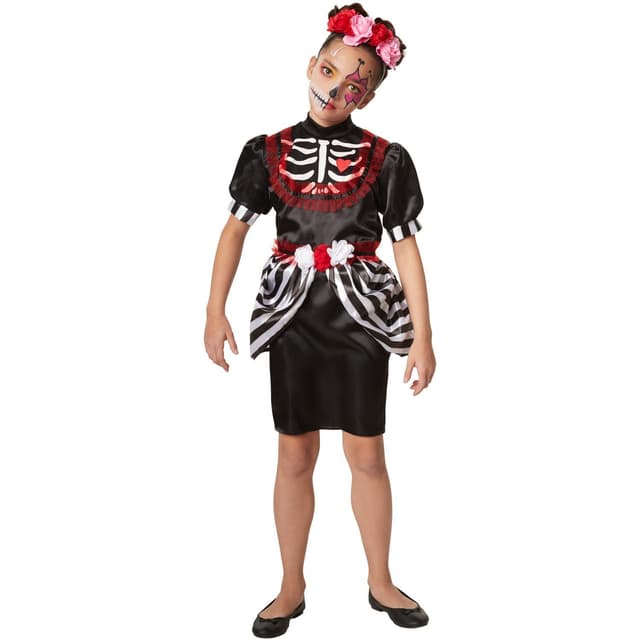 Skeletdame børnekostume - 140 (9-10y)
