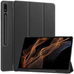 Til Samsung Galaxy Tab S10 Ultra Stativcover Stødsabsorberende Cover med Pen Holder - Sort