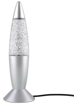 Lavalamp med glitter, lyser i flere forskjellige farger.