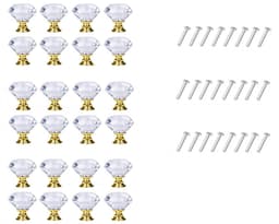 Diamantformade knoppar i glas Transparent/Guld 8 st