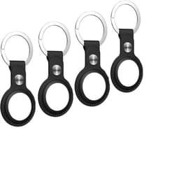 AirTag-etui med nøkkelring i kunstskinn, 4-pakning Sort