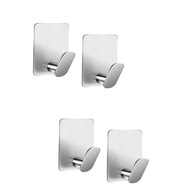4-pack 304 rostfritt stål utan stansning Väggmonterade klädkrokar Silv