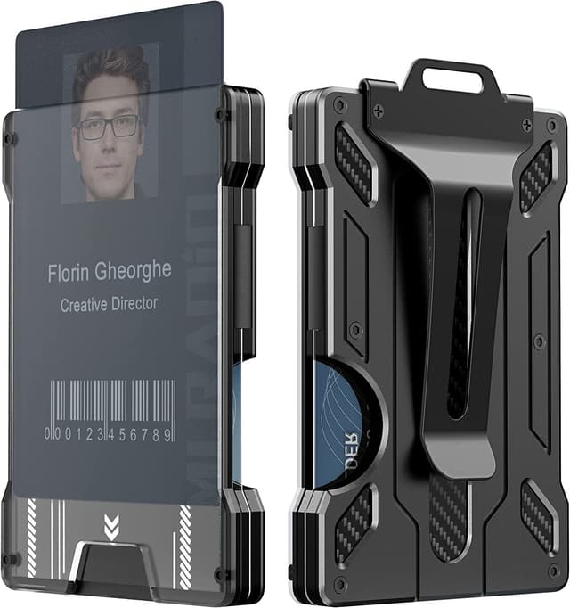 RFID korthållare för 6 kort och ID-korthållare med klämma Svart