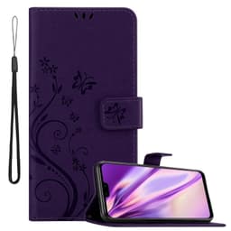 Huawei Y9 2019 lommebokdeksel Blomster deksel (lilla)