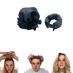 1-setti Satin Heatless Hair Curler yöuneen Musta