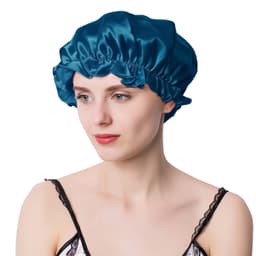 100 % Mulberry Silk Sleep Cap til kvinder, blød nattesøvnhat Blå M