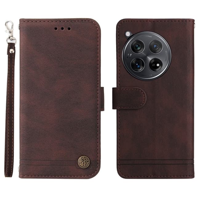 SKALO OnePlus 12R 5G Flip Cover m. pung i PU-læder - Brun