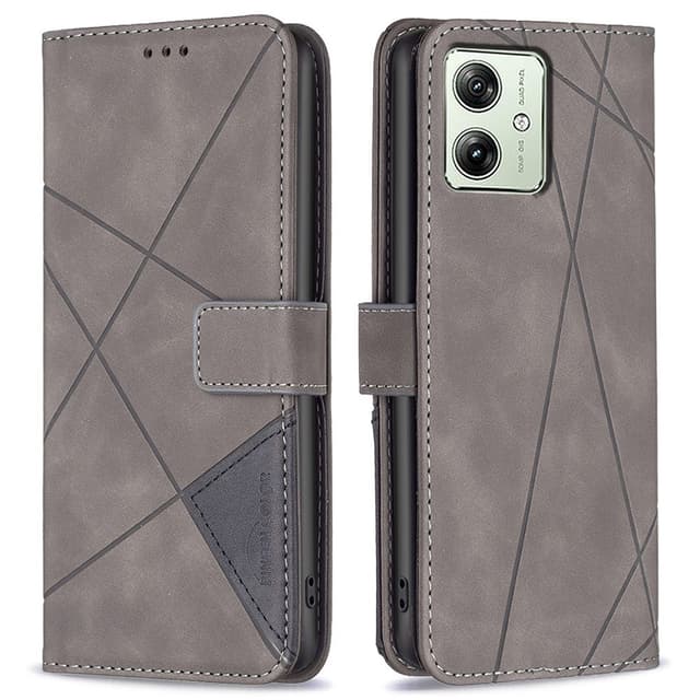 Motorola Moto G54 5G BINFEN COLOR Embossed Plånboksfodral - Grå