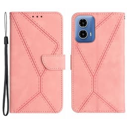 SKALO Motorola Moto E14 4G PU læderpung med prægning - Pink