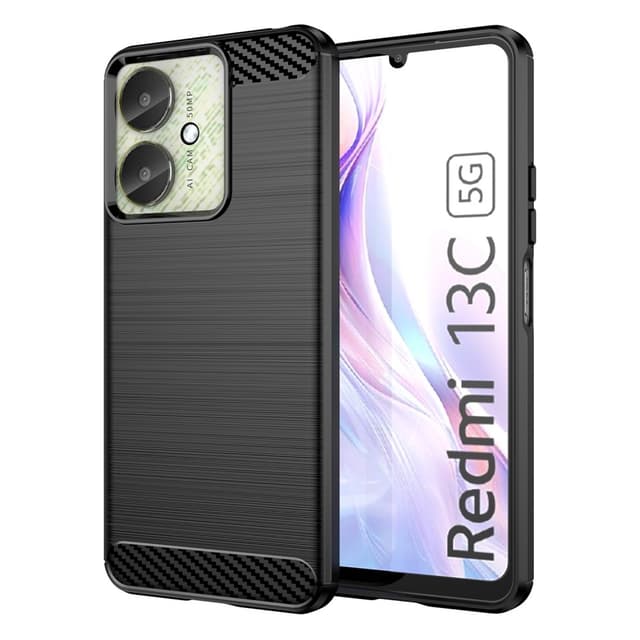 SKALO Xiaomi Redmi 13C 4G Armor Carbon Stødsikker TPU-cover - Sort