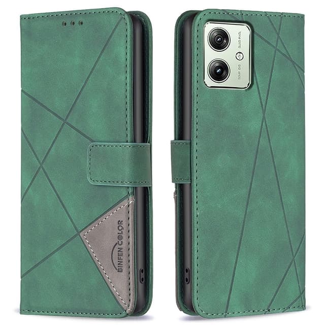 Motorola Moto G54 5G BINFEN COLOR Embossed Plånboksfodral - Grön