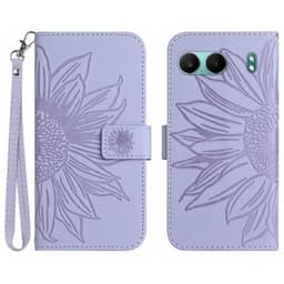 SKALO OnePlus Nord 4 Flower PU læderpung med prægning - Lilla