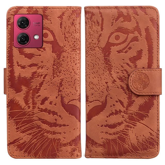 SKALO Motorola Moto G84 5G Kohokuvioitu tiikerilompakko - Ruskea