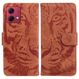 SKALO Motorola Moto G84 5G Tegnebog med tigerpræg - Brun
