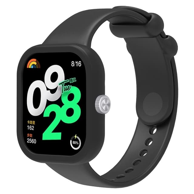 SKALO Silikoniranneke ja Suojakuori Xiaomi Redmi Watch 4 - Musta