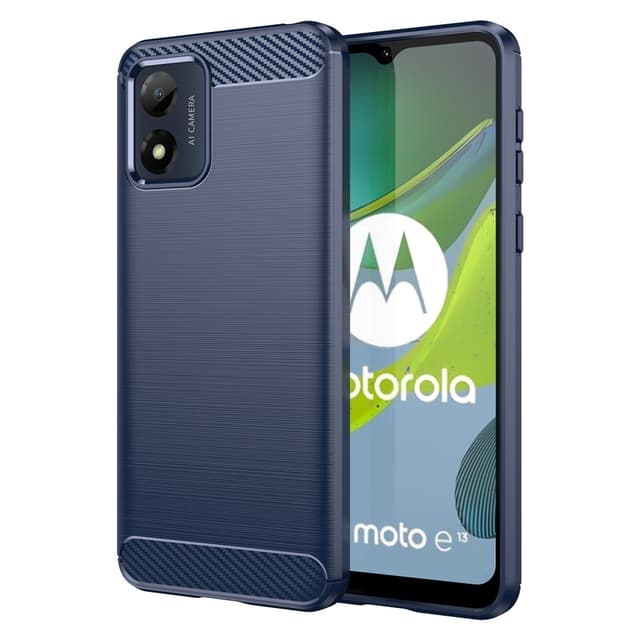 SKALO Motorola Moto E13 4G Armor Carbon Iskunkestävä TPU suojakuori - Sininen