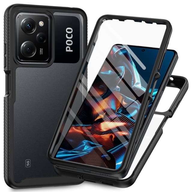 SKALO Xiaomi Redmi Note 12 Pro 5G Stødsikker Clear Hybrid Cover + Skaermbeskyttelse - Sort