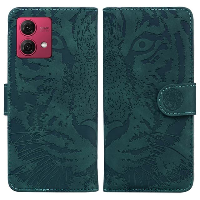 SKALO Motorola Moto G84 5G Embossed Tiger Plånbok - Grön