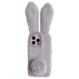 SKALO iPhone 16 Pro 3D Soft Furry Bunny Ears Skal - Grå