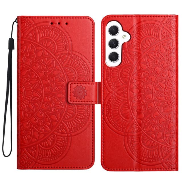SKALO Samsung A15 5G Mandala lompakkokotelo - Punainen