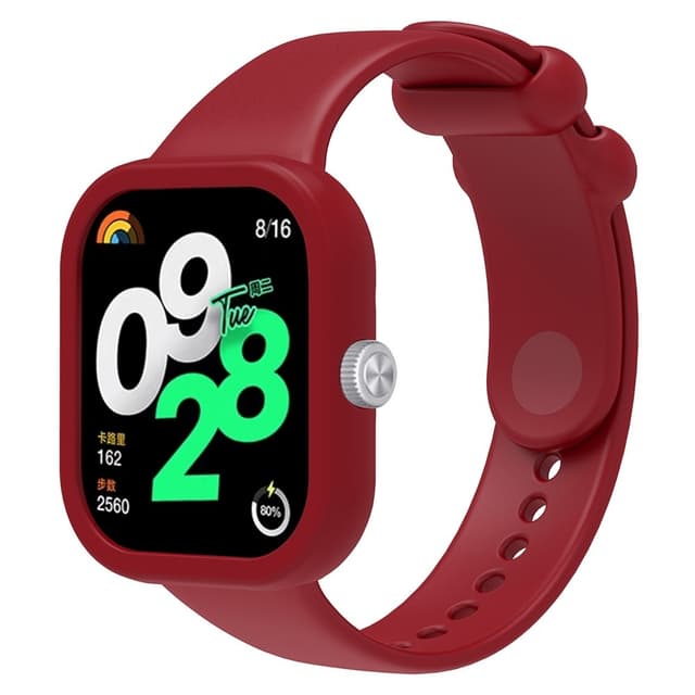 SKALO Silikone rem med Cover Xiaomi Redmi Watch 4 - Vin rød