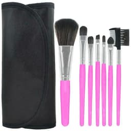 Professionella skonsamma sminkborstar, 7-pack, rosa