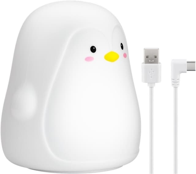 Goobay LED-vågelampe ""Pingvin"" varmt hvidt lys og 7 skiftende farver (RGB-lys), med 3 lystilstande, berøringssensor og Li-ion-batteri (3,7 V/1200 mAh), fremstillet af blød silikone